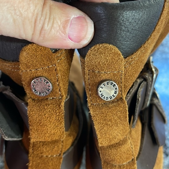 Steve Madden Dormaa Suede Moto Bootie Buckles Size 6.5M side zip double buckle - Picture 15 of 15